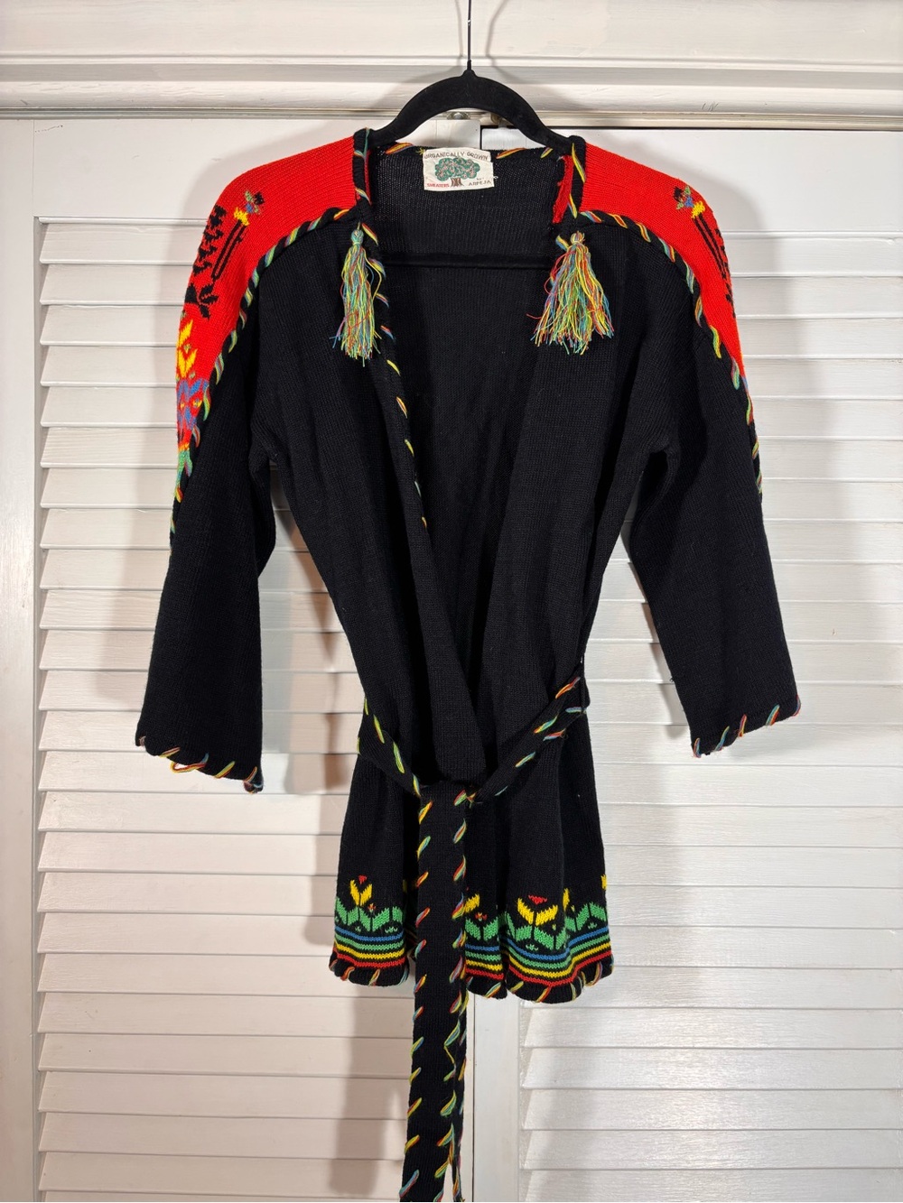 Rare Vintage 70s Organically Grown by Arpeja Folk Boho Cardigan Sweater